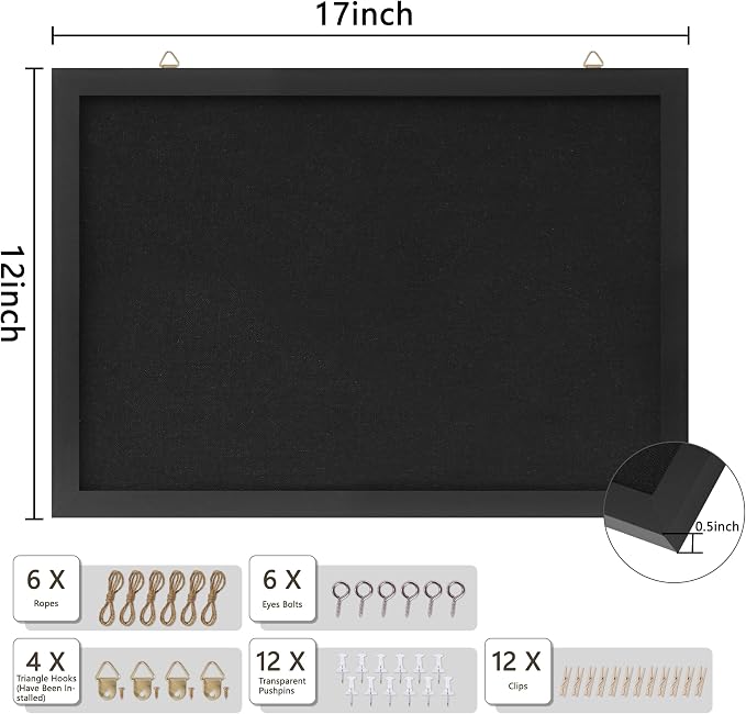 DAHAPYBOO Cork Board with Linen Black 2Pack, Bulletin Board 17"x12", Corkboards - Image 2