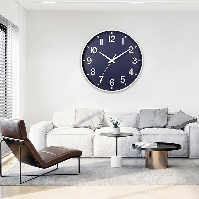 HZDHCLH Wall Clocks Battery Operated, Wall Clock Navy Blue, 8 inch Wall Clock - Image 7