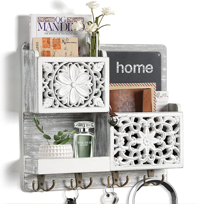 Mail Organizer Wall Mounted, 2 Slots Key Holder by Dhmkfly
