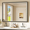 Keonjinn 48" x 36" Large Black Bathroom Mirror, Aluminum Alloy Frame Rustproof by Keonjinn