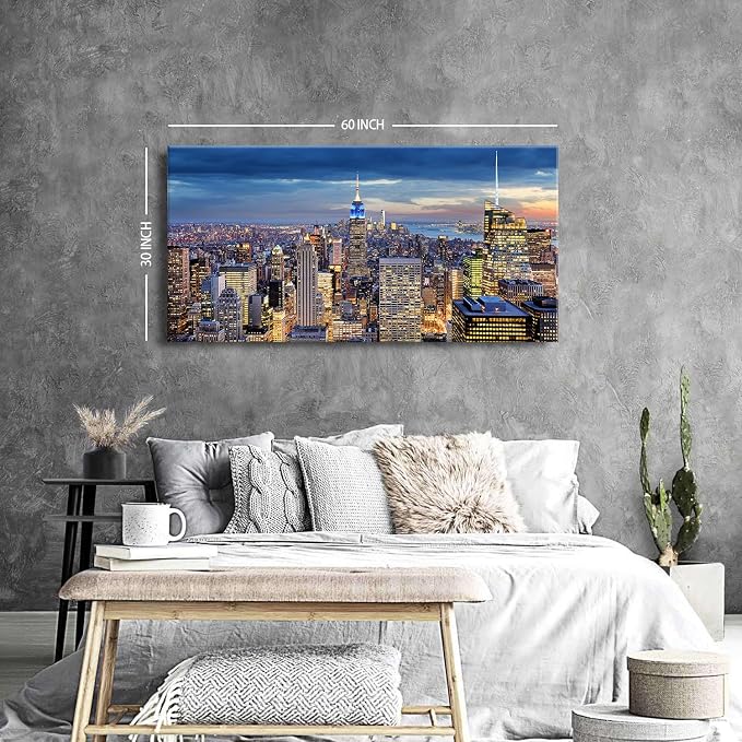 Extra Large New York City Wall Art NYC Skyline Office Wall Decor Sunset - Image 5