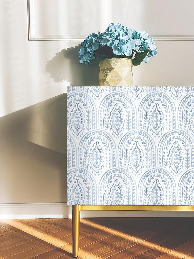 EeeComing Blue Peel and Stick Wallpaper Boho Wall Paper Peel and Stick Modern - Image 6