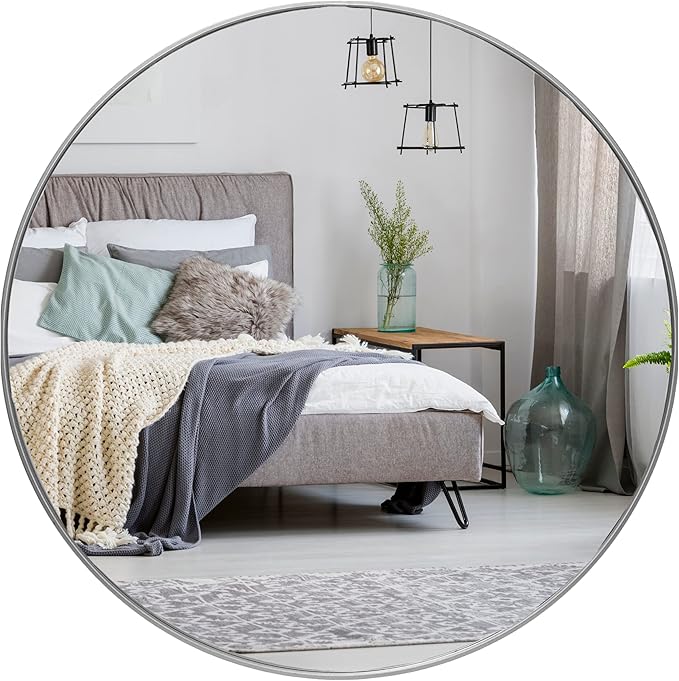HBCY Creations Small Round Mirror, Living Room and More, Modern Minimalist by HBCYCreations
