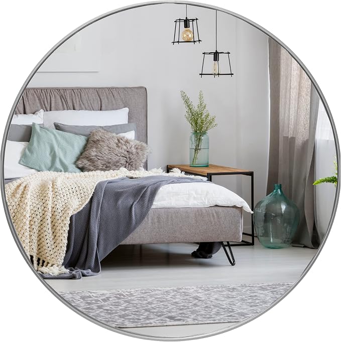 HBCY Creations Medium Round Mirror, Living Room and More, Modern Minimalist by HBCYCreations
