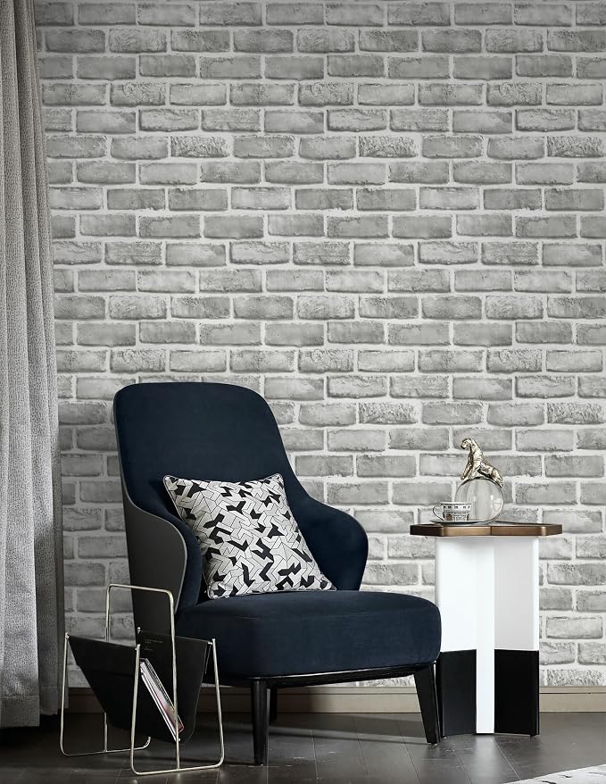 Guvana 17.3" x 394" Grey Brick Wallpaper Peel and Stick 3D Brick Contact Paper - Image 6