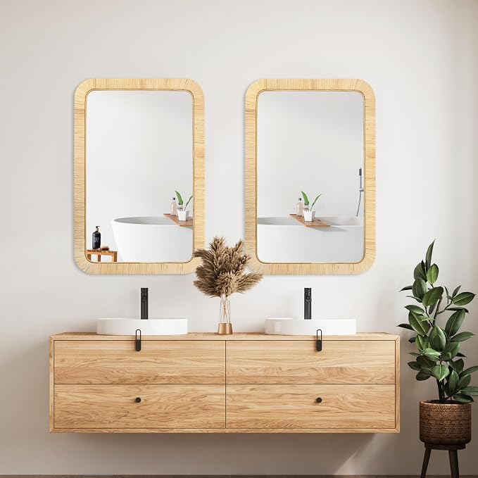 PERFNIQUE Rattan Mirror, Decorative Wall Nursery Decor, Rustic Farmhouse - Image 7