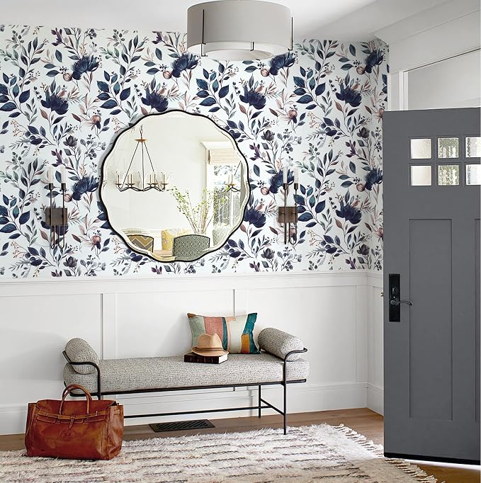 Yasinet Navy Blue Peel and Stick Wallpaper Blue Floral Wallpaper Vintage - Image 9