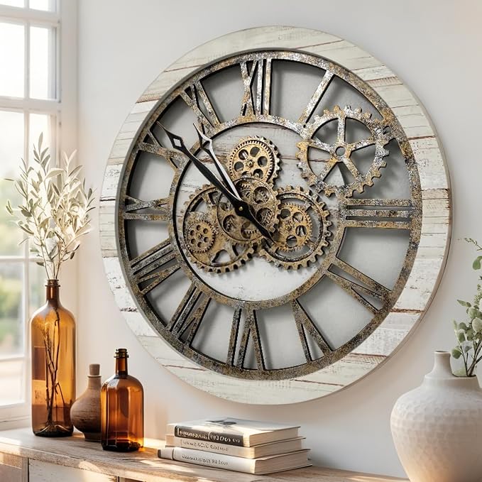 ImprovingLife The Gears Clock The Original Real Moving Gear Wall Clock Vintage by THEGEARSCLOCK