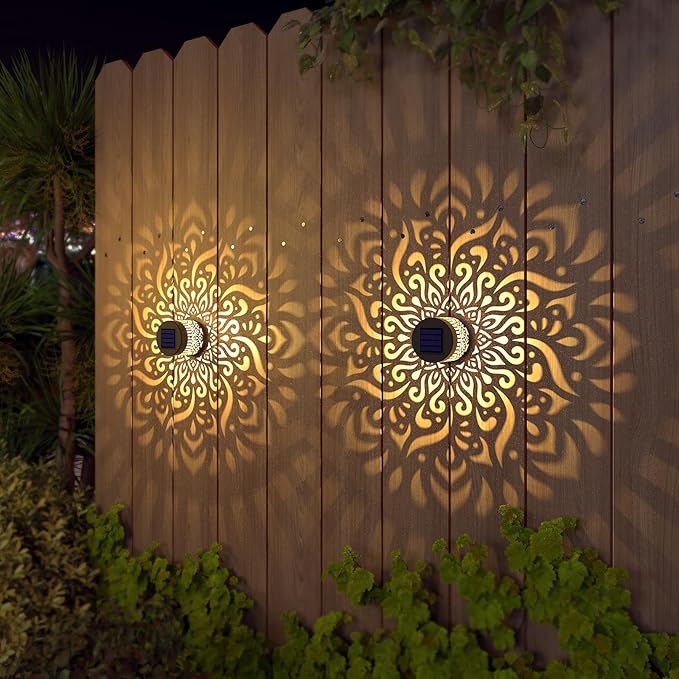 gardencave 2 Pack Solar Fence Lights Metal Solar Powered Outdoor Deck Step Wall - Image 6