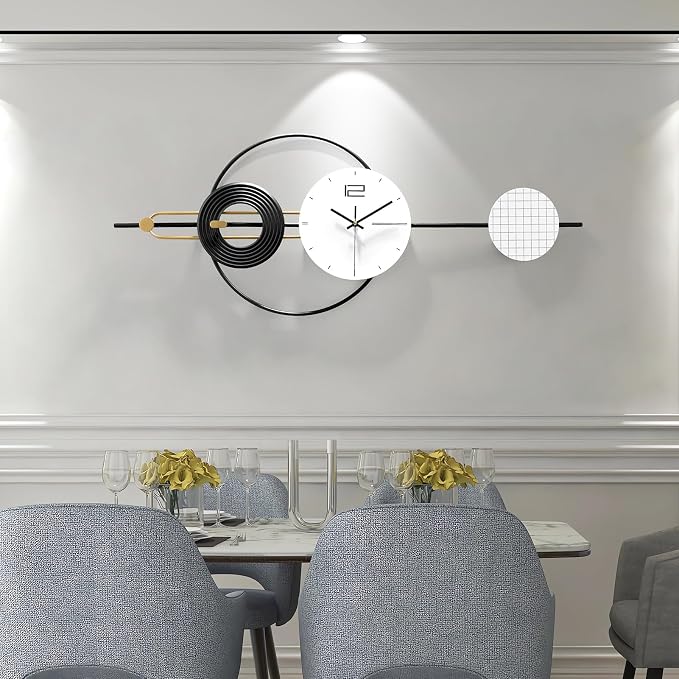 Large Wall Clock for Living Room, Modern Decorative Silent Battery Operated by HEBOIXHOMEDECOR