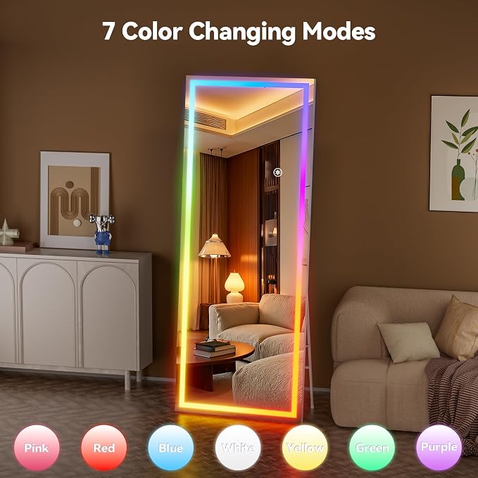 Hasipu 71"x24" LED RGB Bluetooth Full Length Mirror - Image 7