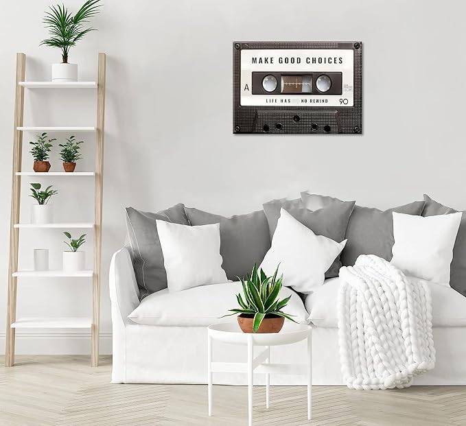 Inspirational Office Canvas Wall Art Picture Vintage Cassett Tape Prints Make - Image 5