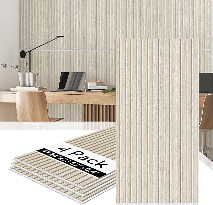 Olanglab Wood Slat Wall Panels 4 Pack, Acoustic Wall Panels, 47.24'' x 23.62" by Olanglab
