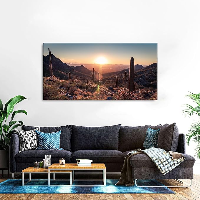 Mountain Wall Art Sunset Cactus Wall Decor Arizona Sonoran Desert Canvas - Image 6