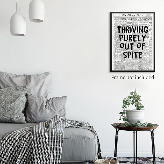 noxozoqm Black And White Newspaper Poster Fashion Fun Motivational Quote Wall - Image 5