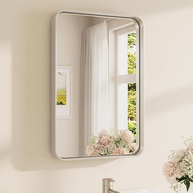TETOTE Brushed Nickel Bathroom Mirror 16 x 24 Inch by TETOTE