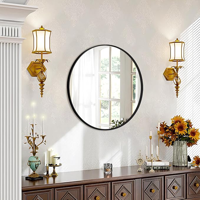 Fabuday Black Circle Mirror for Wall Decor 18 Inch - Image 3