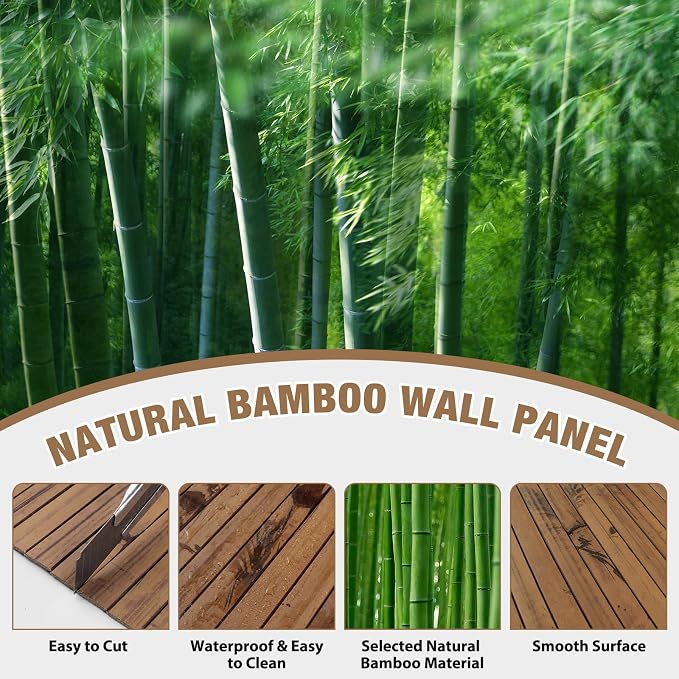 Natural Bamboo Wall Panel for Interior Wall Decor, Pole Wrap Wainscoting - Image 3