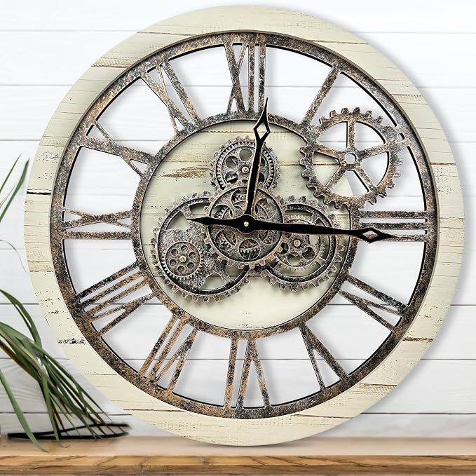 The B-Style Large Wall Clock 24 inch Moving Gear Wall Clock Oversized Vintage by TheB-StyleTB