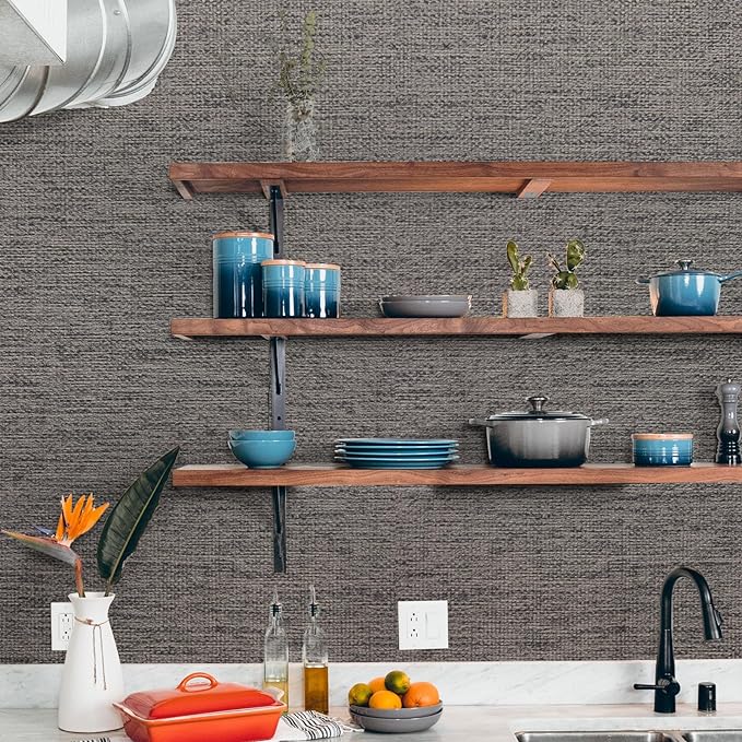 WADILE Grasscloth Peel and Stick Wallpaper 23.6in x 472in, Textured Contact - Image 3