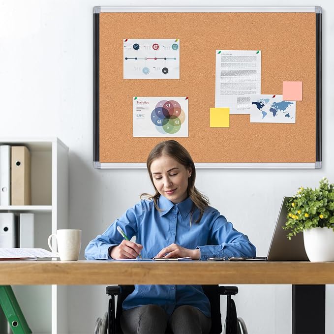 Large Cork Bulletin Board 36" x 48", 4 x 3 Office Board - Image 2
