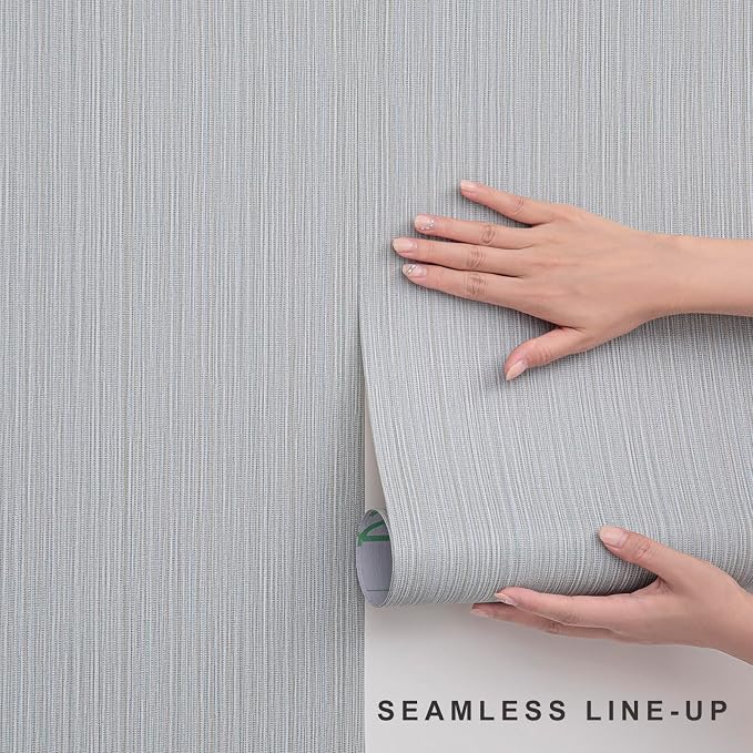 Blue Grasscloth Wallpaper Peel and Stick Fabric Linen Textured 24"x394" Classic - Image 3