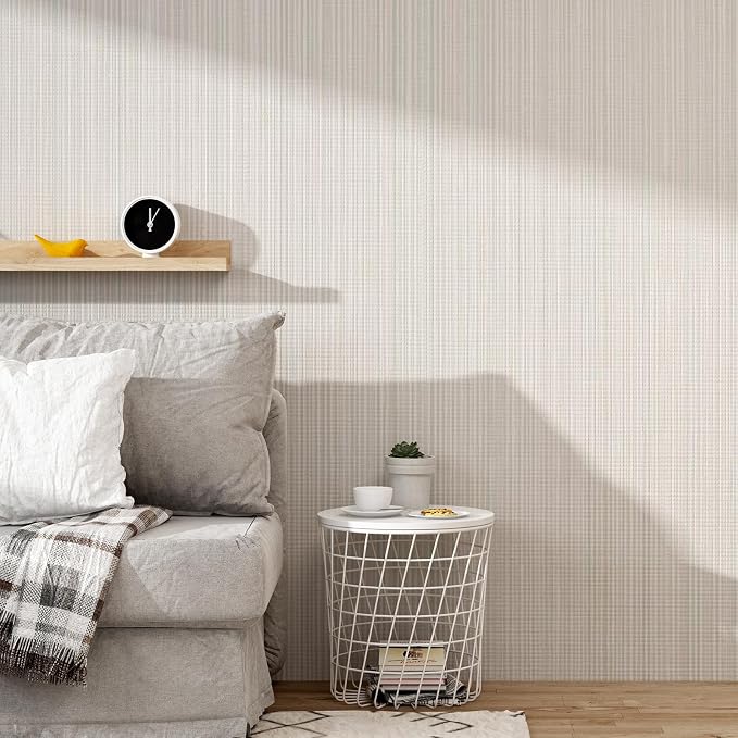 Grasscloth Peel and Stick Wallpaper 20.8"x394" Beige Thick Fabric Textured - Image 7