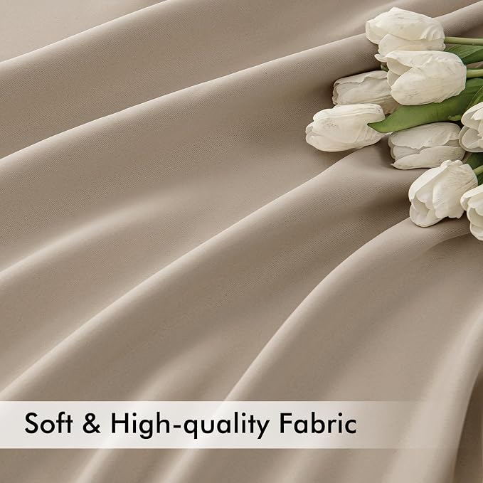 MIULEE Taupe Back Tab Blackout Curtains 84 Inch Length 2 Panels Set - Image 6