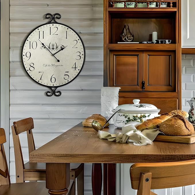 24 Inch Large Farmhouse Wall Clock, Wrought Iron Frame - Image 5