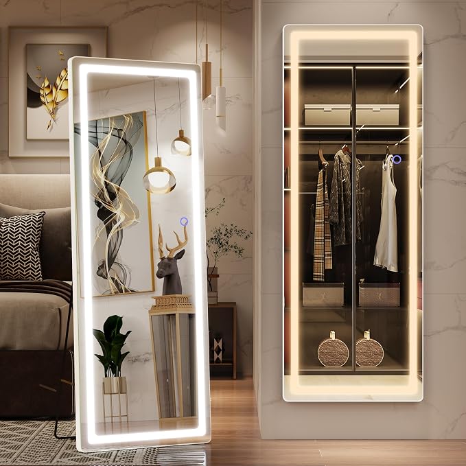 FENNIO Full Length Mirror with Lights, Free Standing Lighted Floor Mirror by FENNIOLEDMIRRORS