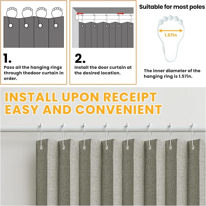 AJAZZ 100% Blackout Accordion Doors Interior Closet Curtain Doorway Curtains - Image 6