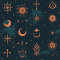FLFK Mystic Peel and Stick Wallpaper 16" x 128" Moody Dark Blue & Orange by FLFK