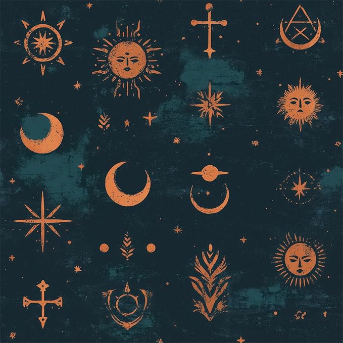 FLFK Mystic Peel and Stick Wallpaper 16" x 128" Moody Dark Blue & Orange by FLFK