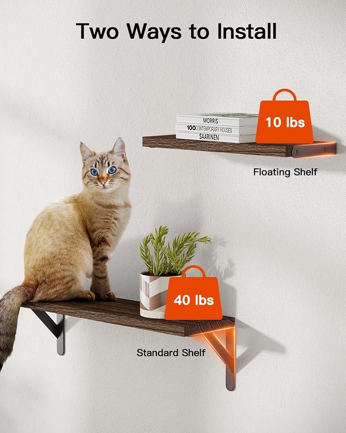 AMADA HOMEFURNISHING Wall Shelves Set of 6, Rustic Farmhouse Floating Shelves - Image 5