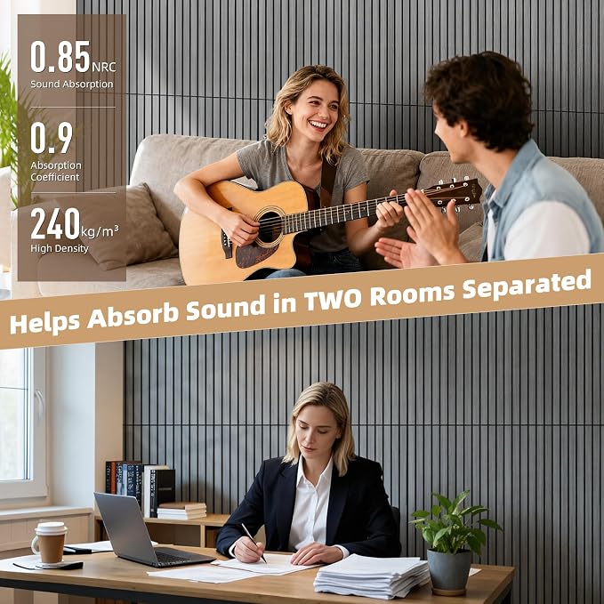 TO-TH Wood-Look Acoustic Panel, 4 Pack 47.2” x 23.6” Soundproof Wall Panels - Image 4