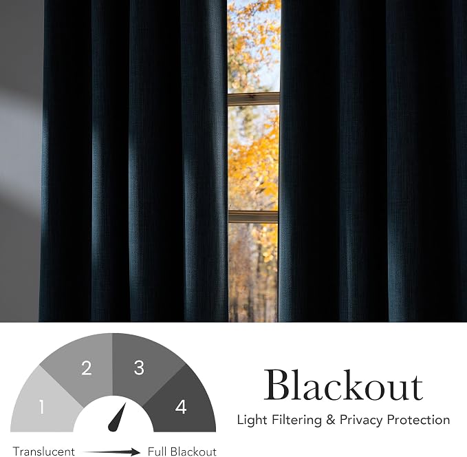 NICETOWN Short Faux Linen Stone Blue Blackout Curtains 63 inches Long - Image 6