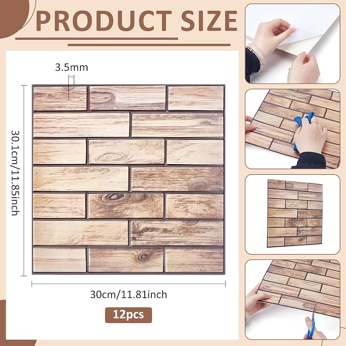 12PCS 3D Wall Panels Peel and Stick Foam Faux Brick Wall Panels, Self-Adhesive - Image 2