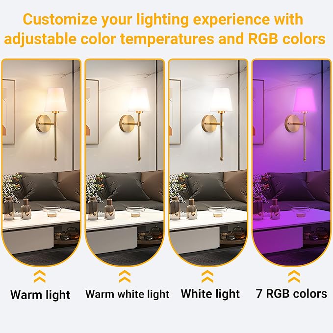 Vimhou Peel and Stick Wall Sconces, Stick On Wall Sconce Set of 2, Battery - Image 5