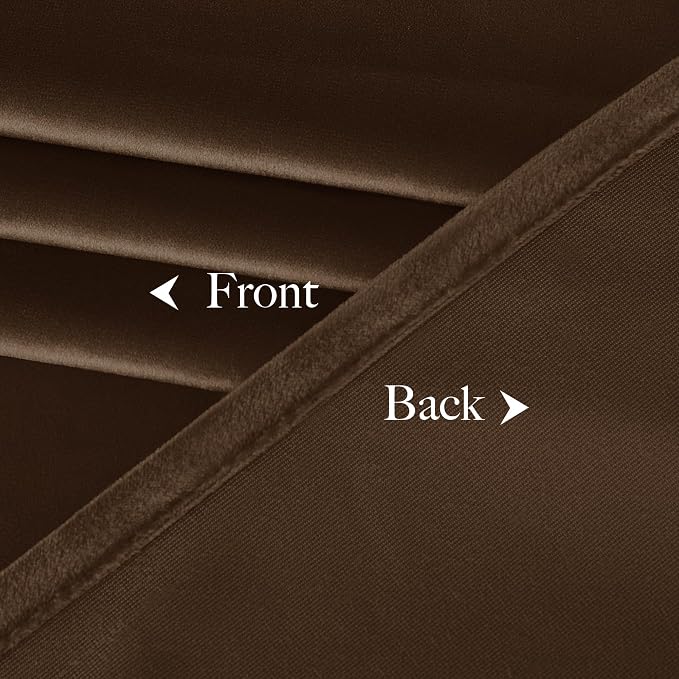 NICETOWN Brown Velvet Curtains 108 inches Long 2 Panel - Image 7