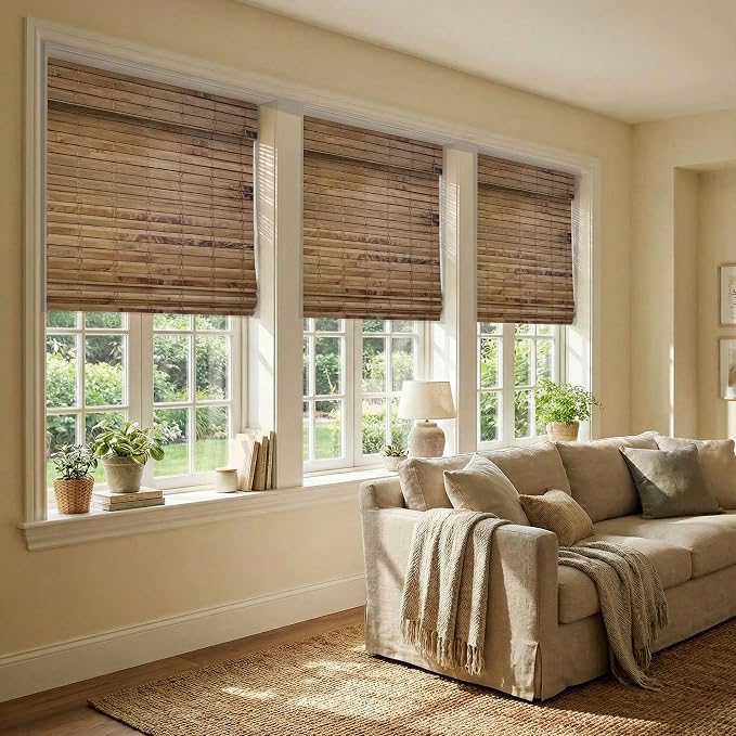 Cordless Woven Wood Roman Shades, Sizes 20 to 72 Wide and 24 to 72 High - Image 4