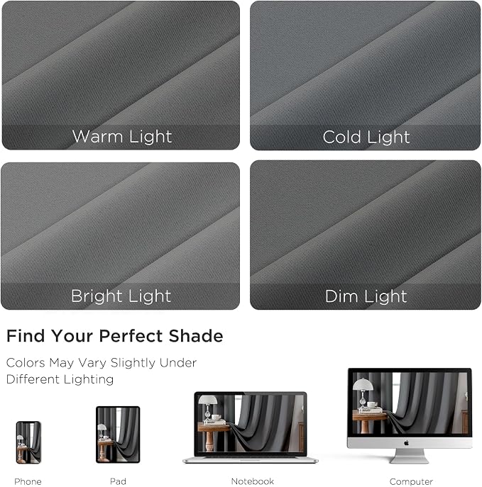 CUCRAF Light Grey Blackout Curtains 63 inch Length 2 Panels Set, Rod Pocket - Image 4