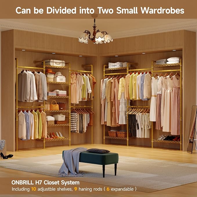 ONBRILL L7 Wall Mounted Industrial Pipe Clothing Rack – Heavy Duty Modular - Image 6