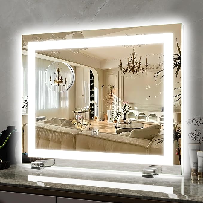 ROLOVE 22x20 Inch Lighted Vanity Mirror, 3-Mode Touch Dimming LED Lighting by ROLOVE