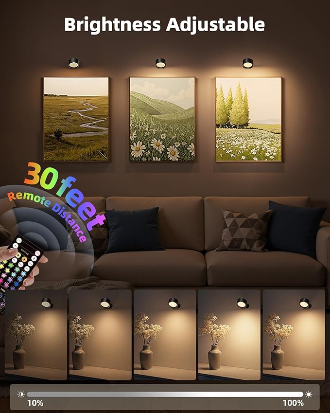 Wall Mounted Lights, 3 Pack Rechargeable RGB Color Changing Light, 3 Color - Image 4