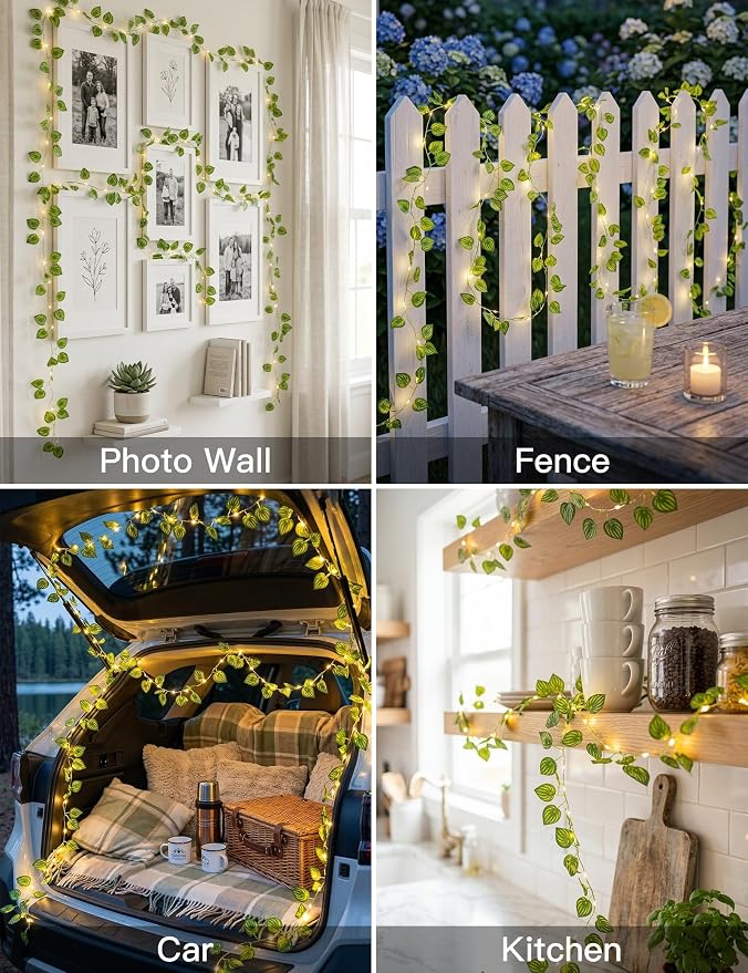 suddus Vines with Fairy Lights Battery & USB Powered Operated, 33ft 100 LED - Image 6
