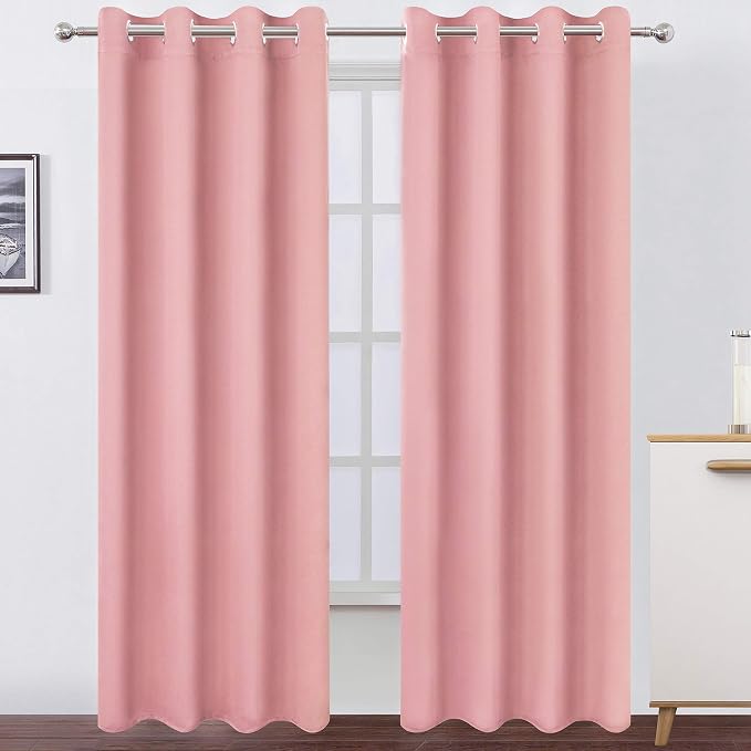 LEMOMO Pink Thermal Blackout Curtains/52 x 95 Inch/Set of 2 Panels Room by Lemomo