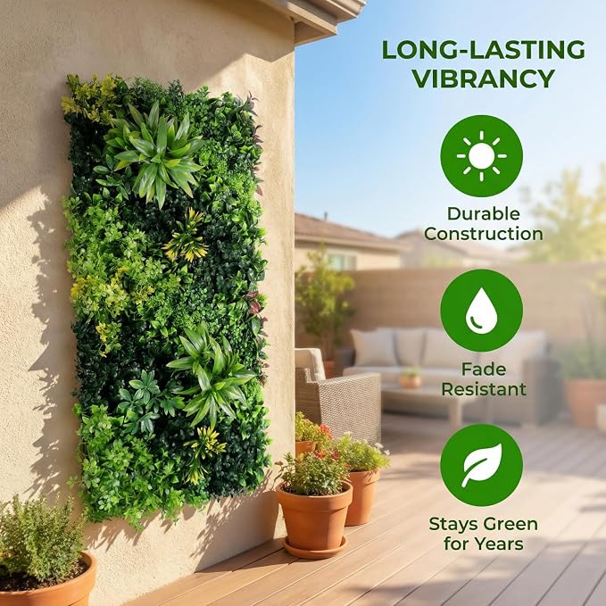 40" x 20" 3D Artificial Grass Wall Panel, UV Resistant Greenery Backdrop - Image 3