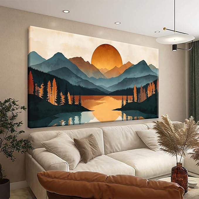 Colorful Mountain Boho Wall Art by Suconvng