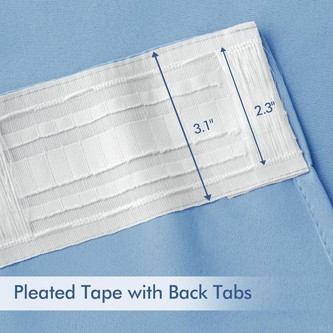 MIULEE Sky Blue Back Tab Blackout Curtains 63 Inch Length 2 Panels Set - Image 4