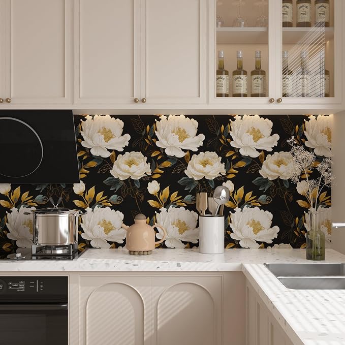 Extra Long Dark Floral Peel and Stick Wallpaper, 17.5In x 393In Vintage Big - Image 4